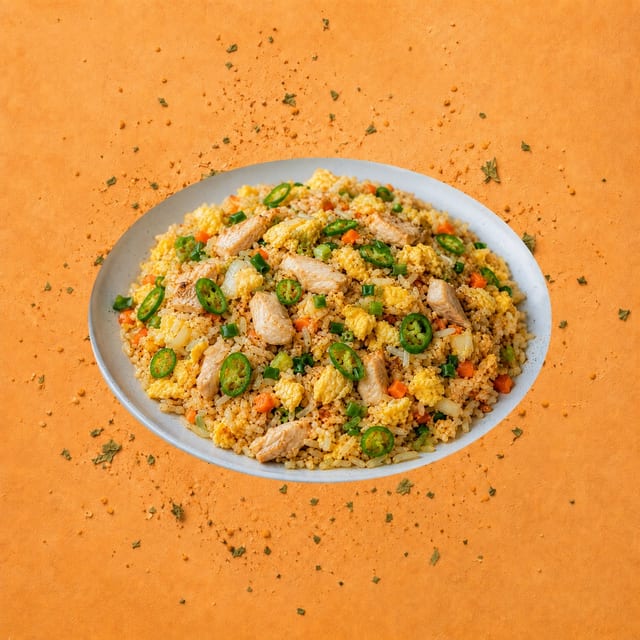 Green Chilli Double Egg Chicken Fried Rice.