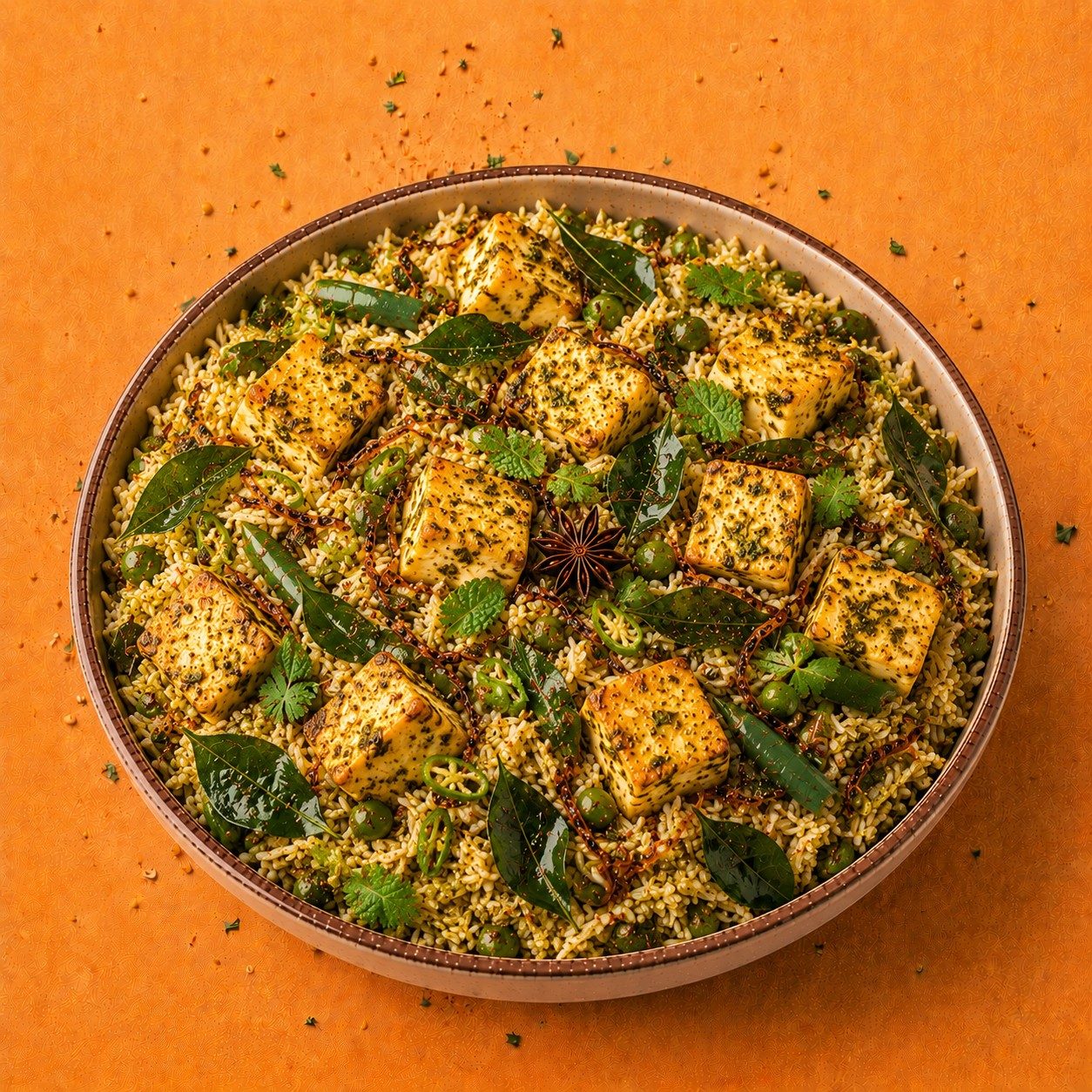 Curry Leaf Paneer Biryani.