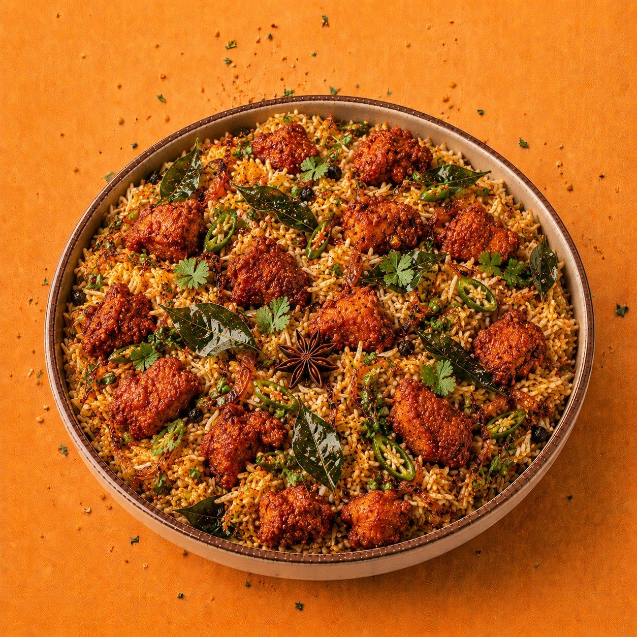 Chicken 65 Biryani.