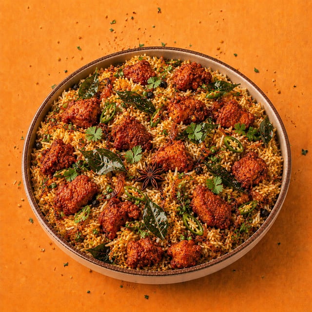 Chicken 65 Biryani.