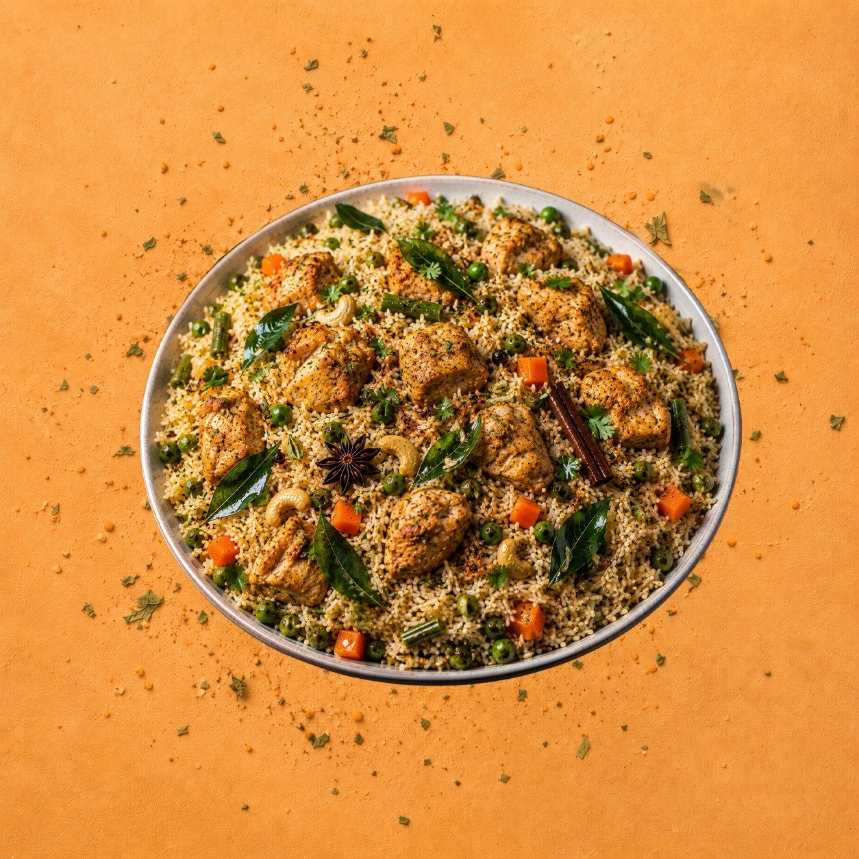 Curry Leaf Chicken Pulao.