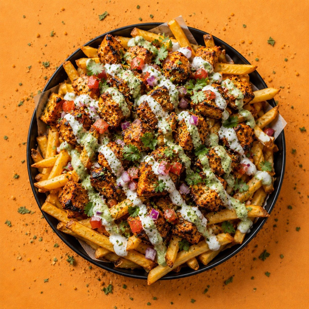 Chicken Tikka Loaded Fries.
