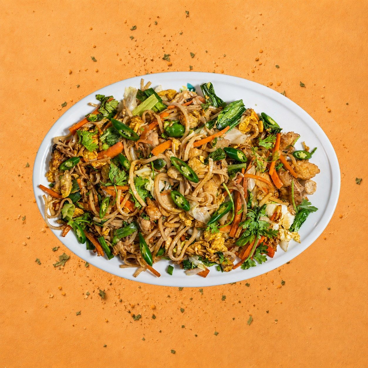 Green Chilli Chicken Noodles.