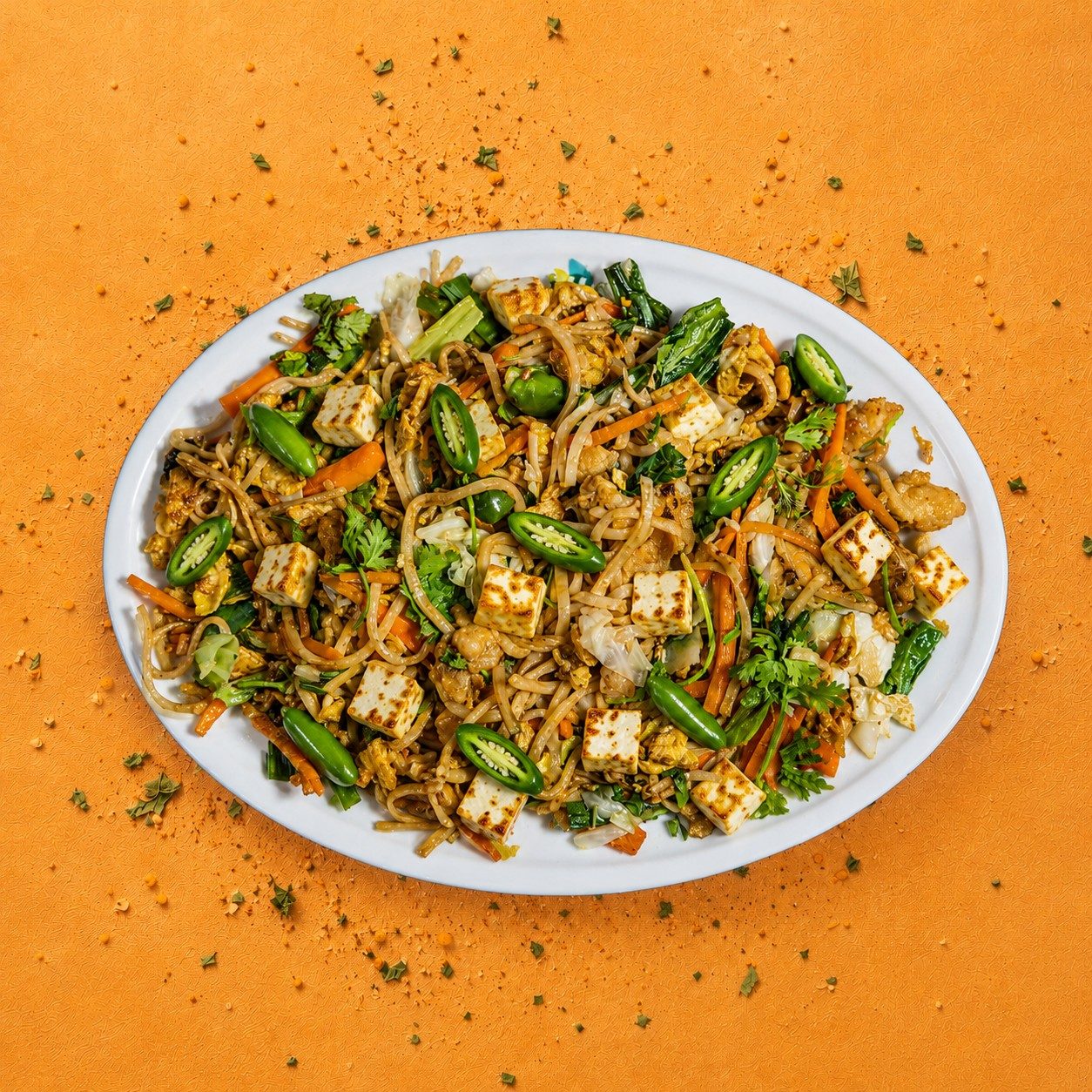 Green Chilli Paneer Noodles.