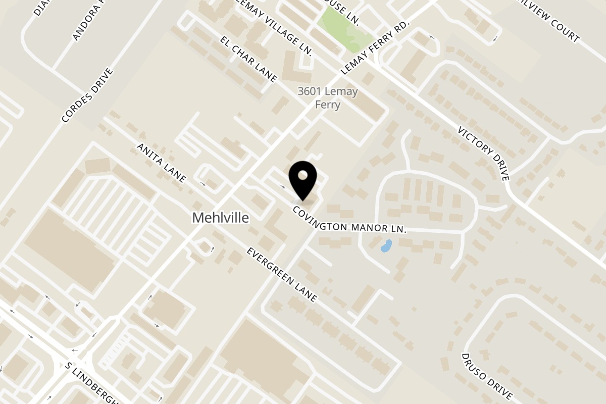 Map showing the location of Madhuram's Kitchen St. Louis on 1367 Covington Manor Ln in Lemay Township